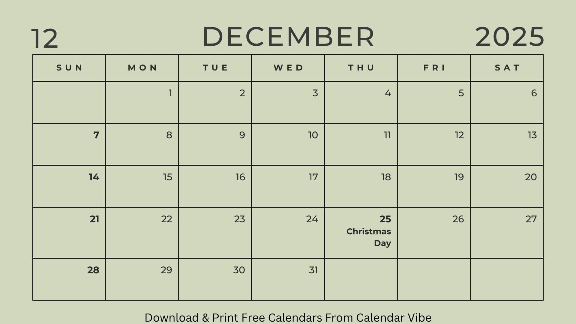 Printable December 2025 Calendar With U S Holidays More 
