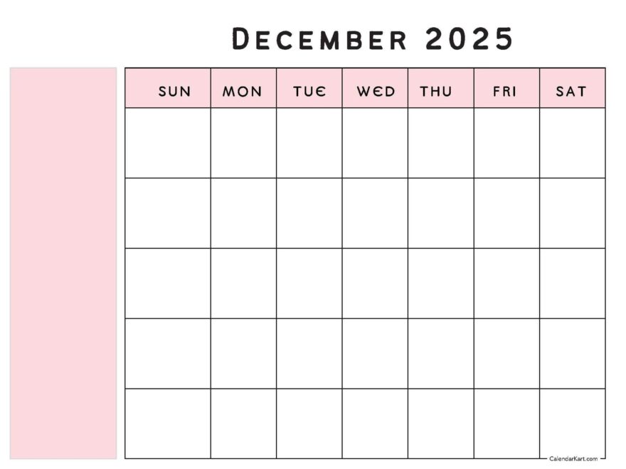 Printable December 2025 Calendars Free Pdf CalendarKart