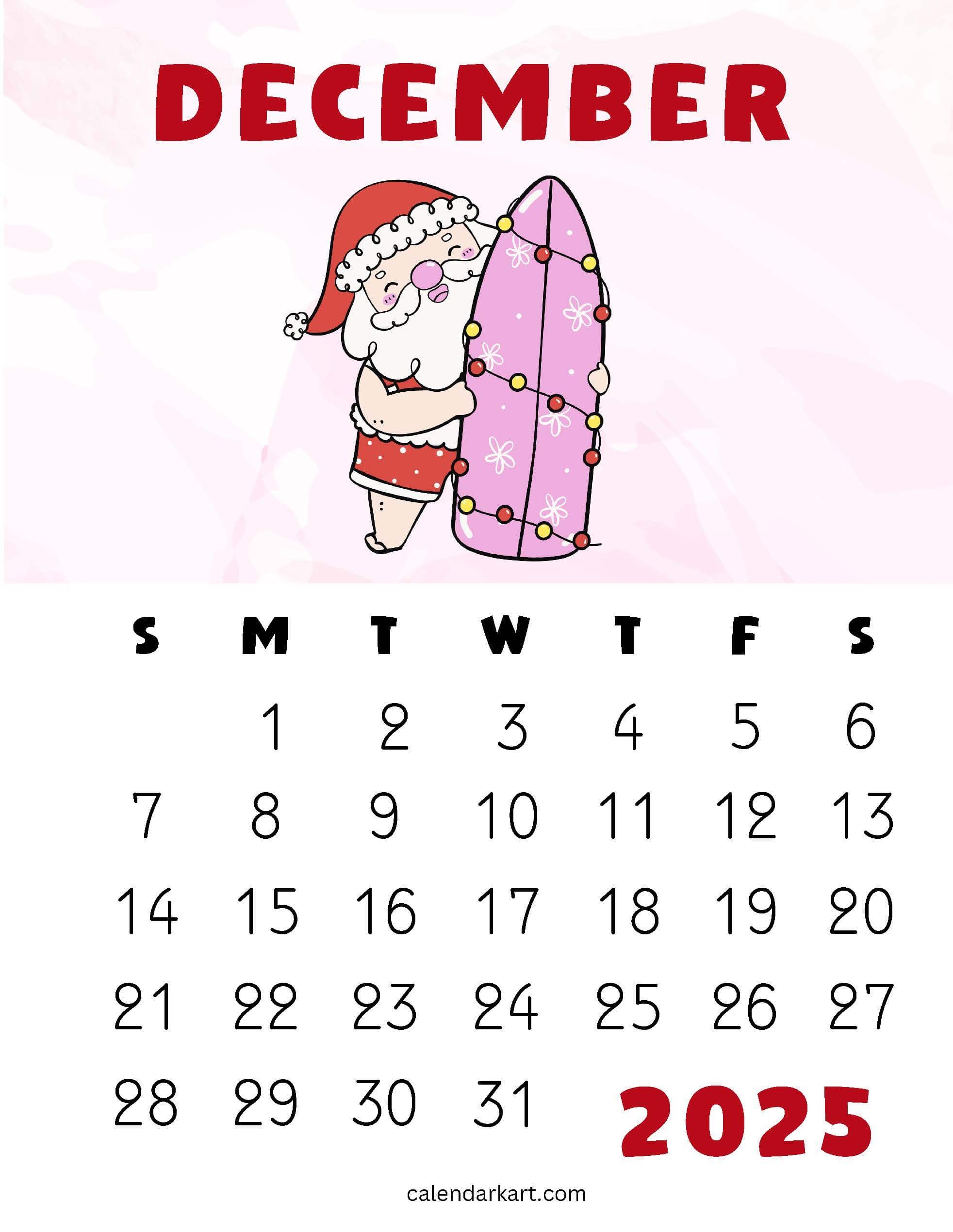 Printable December 2025 Calendars Free Pdf CalendarKart