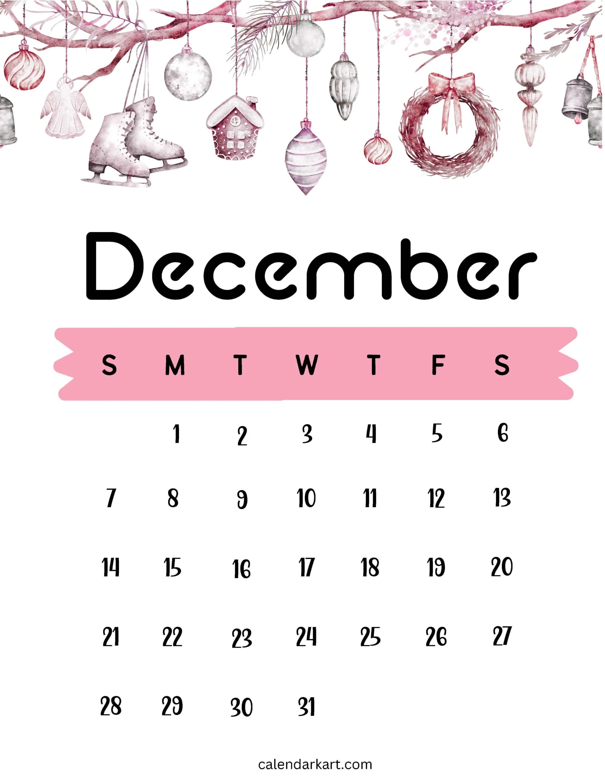 Printable December 2025 Calendars Free Pdf CalendarKart