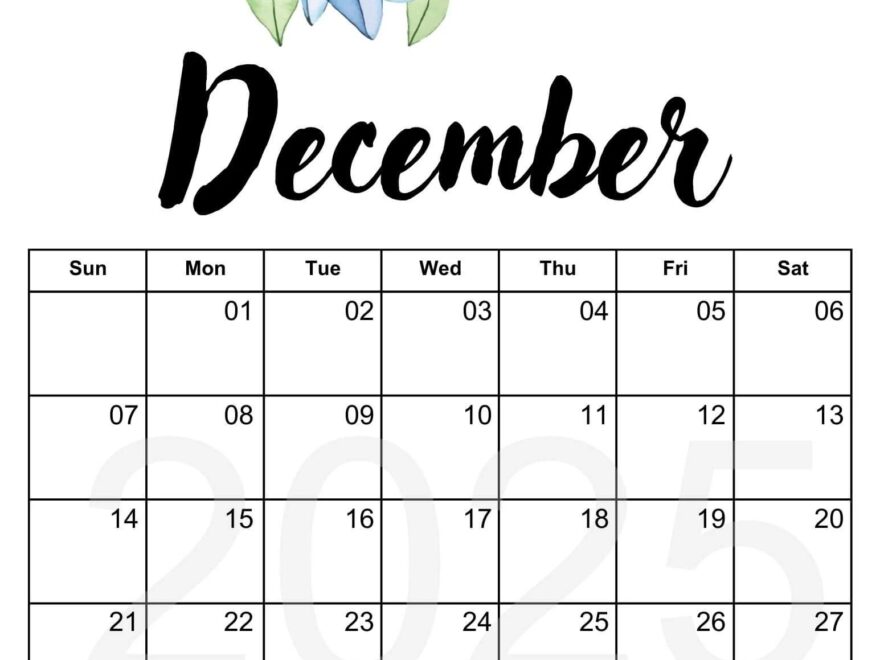 Printable December 2025 Calendars Free Pdf CalendarKart