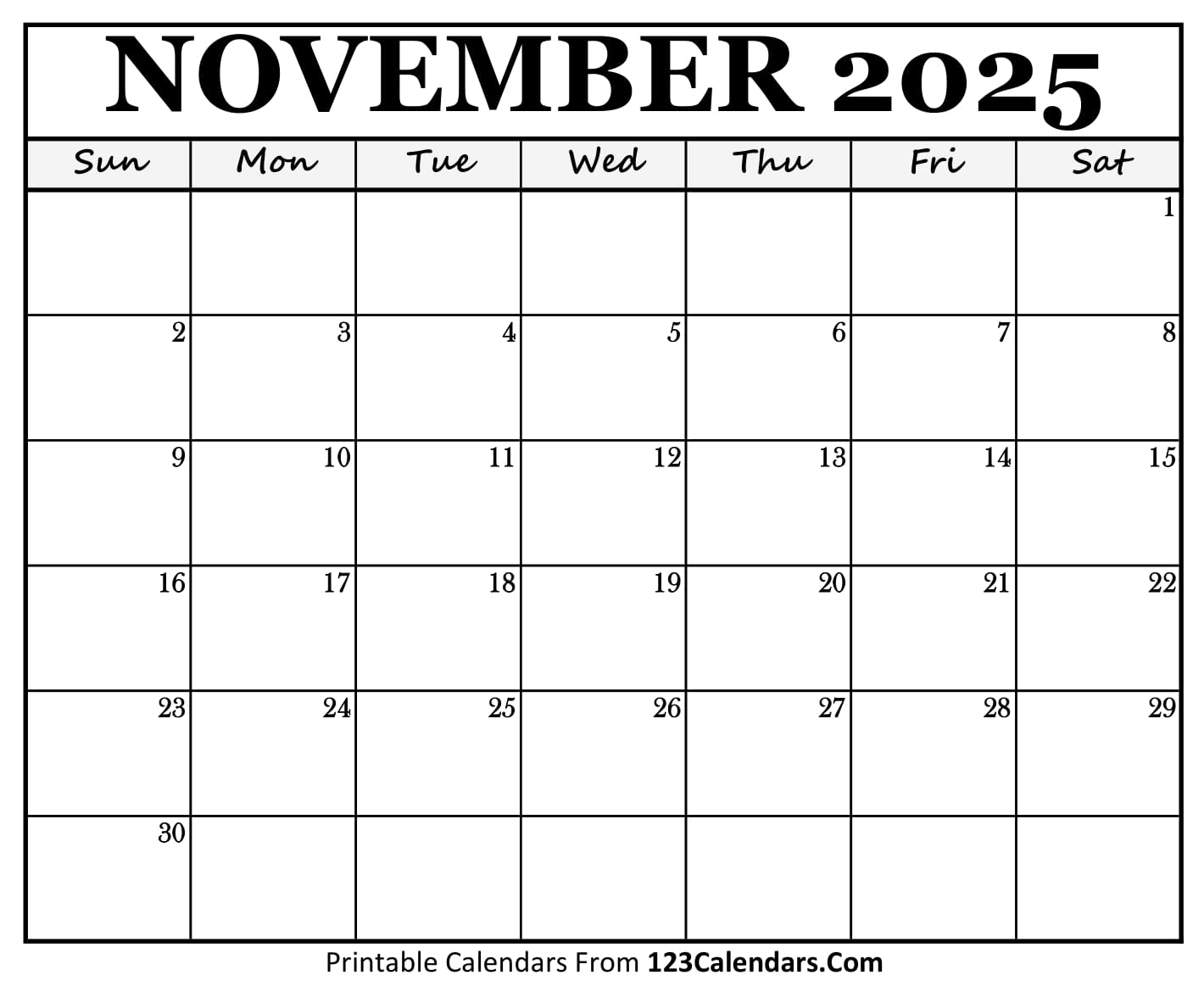 November 2025 Calendar Printable With Holidays