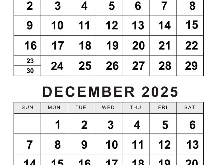 Printable November December 2025 Calendars Calendarkart