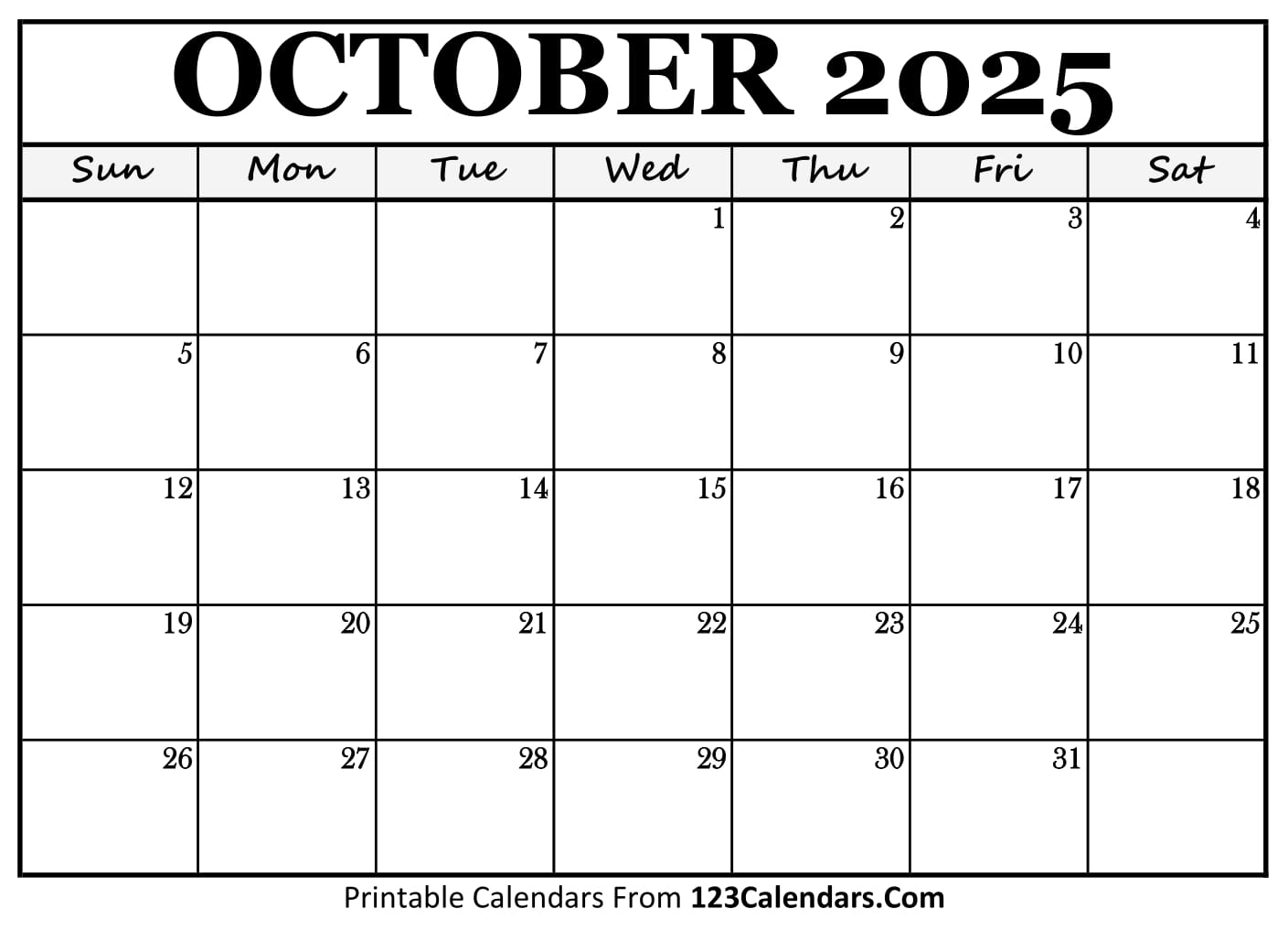 Printable October 2025 Calendar Templates Easy To Download Print