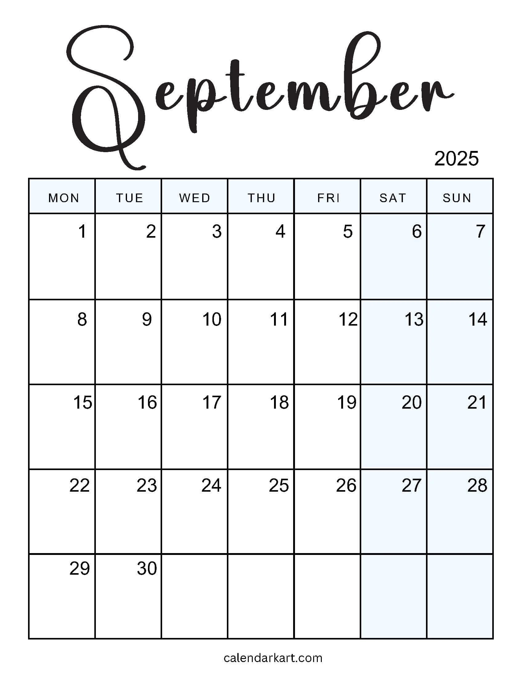 Printable September 2025 Calendar With Holidays Calendarkart