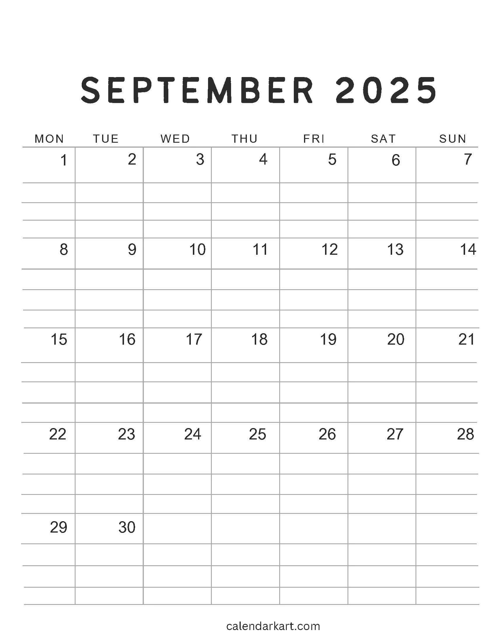 September 2025 Calendar Holidays