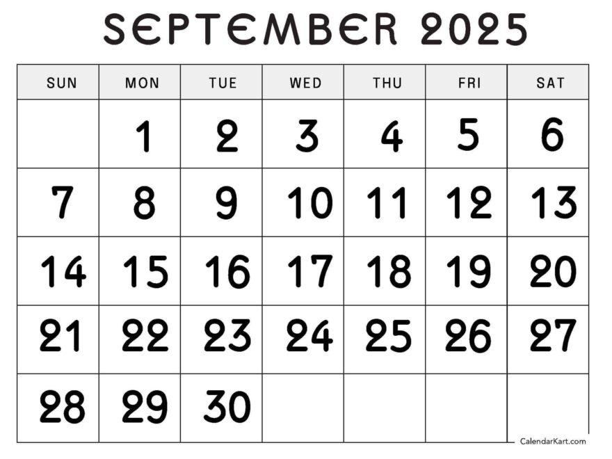 Printable September 2025 Calendar With Holidays Calendarkart