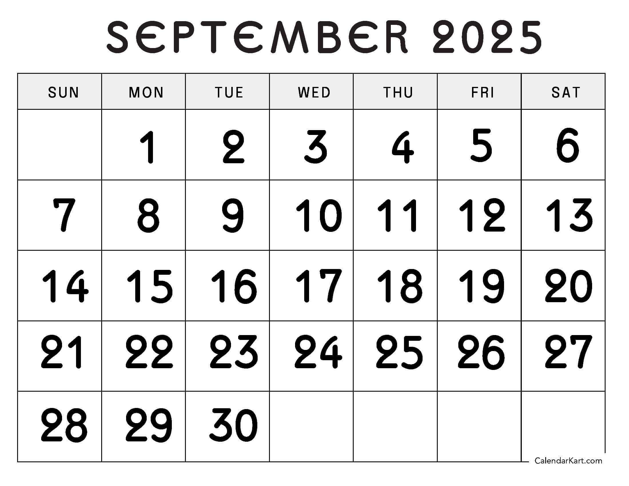 Printable September 2025 Calendar With Holidays Calendarkart