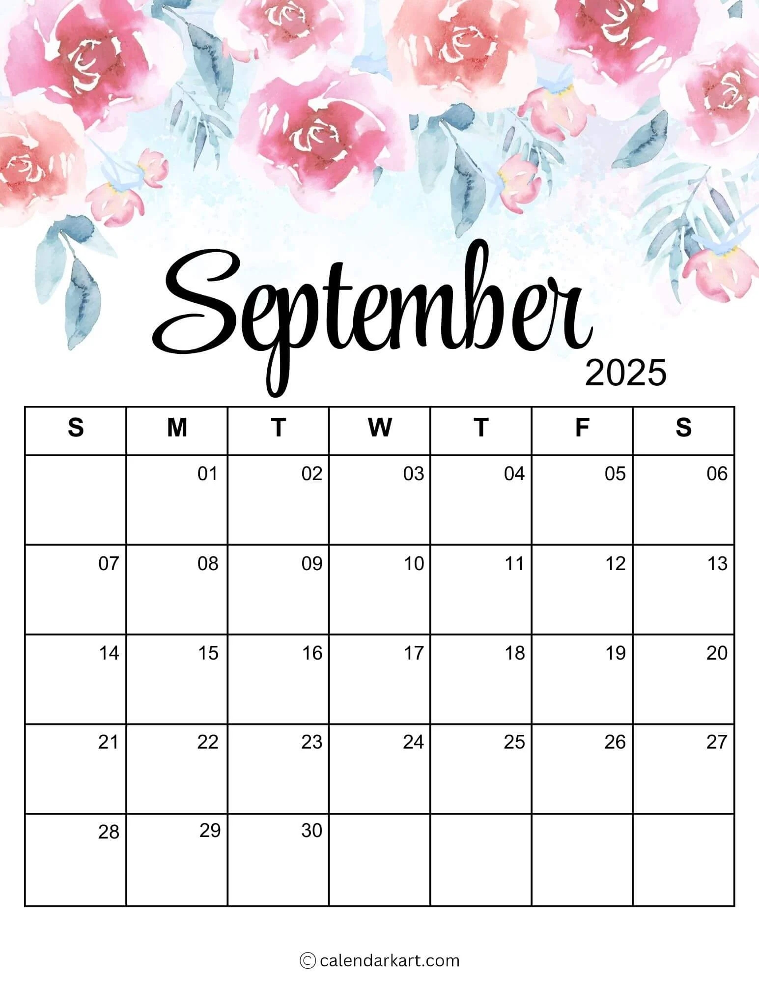 2025 September Calendar Template