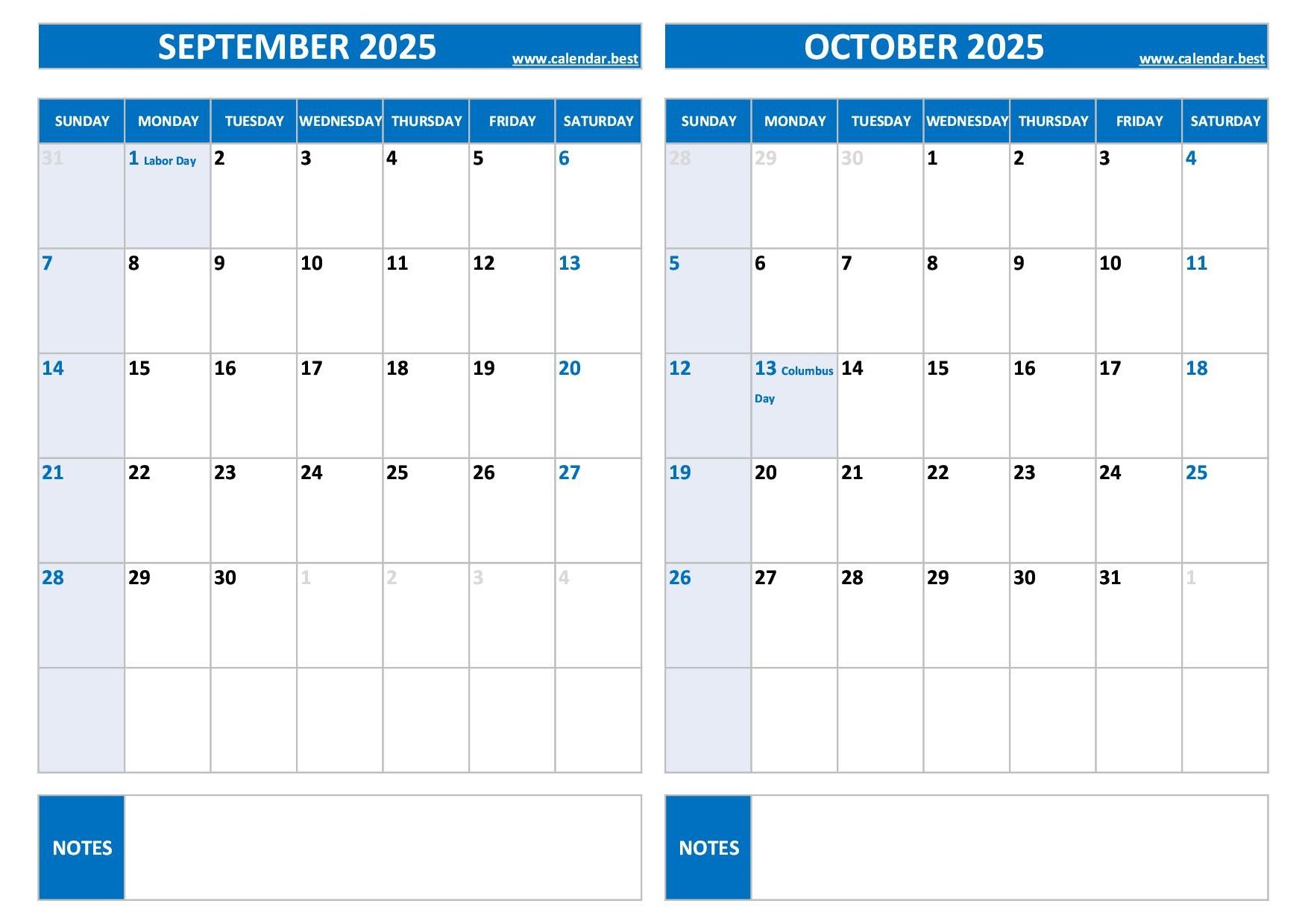 Printable September And October 2025 Calendar Free PDF JPG Downloads