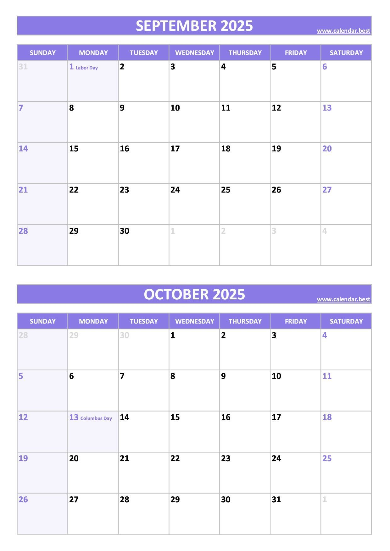 Printable September And October 2025 Calendar Free PDF JPG Downloads