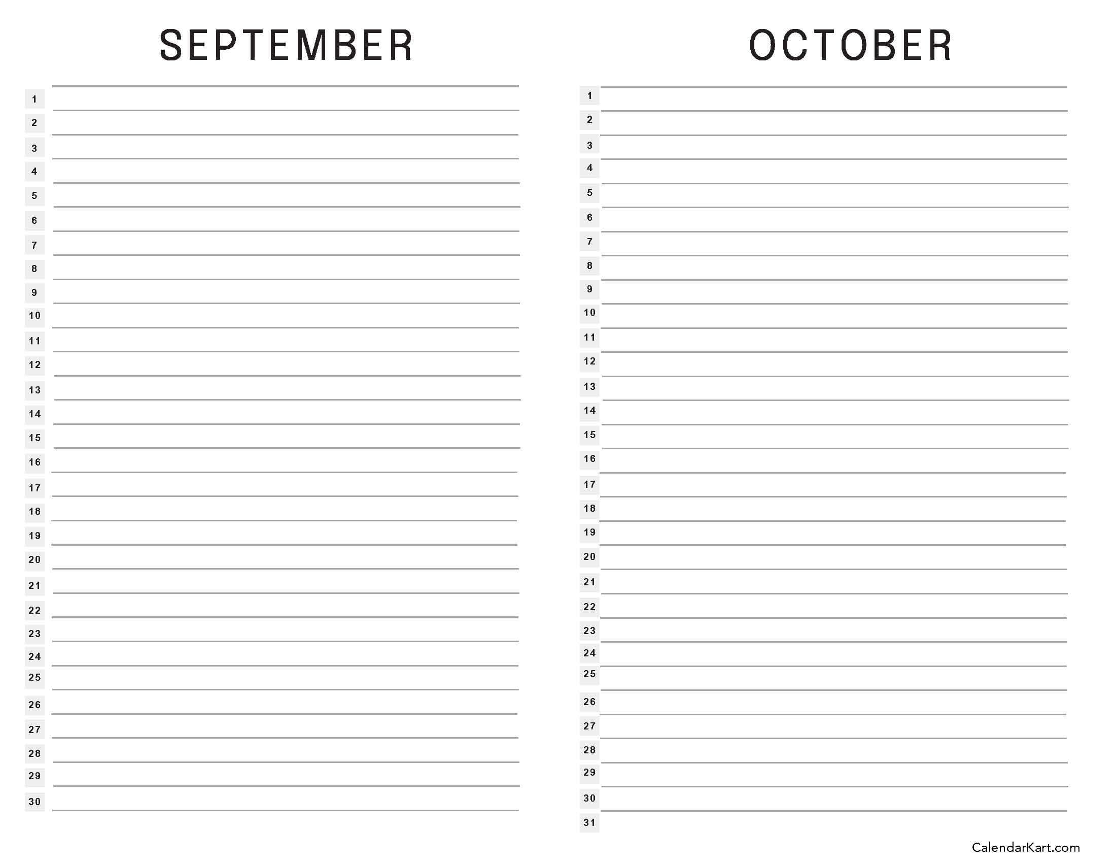 Blank September 2025 Calendar Page