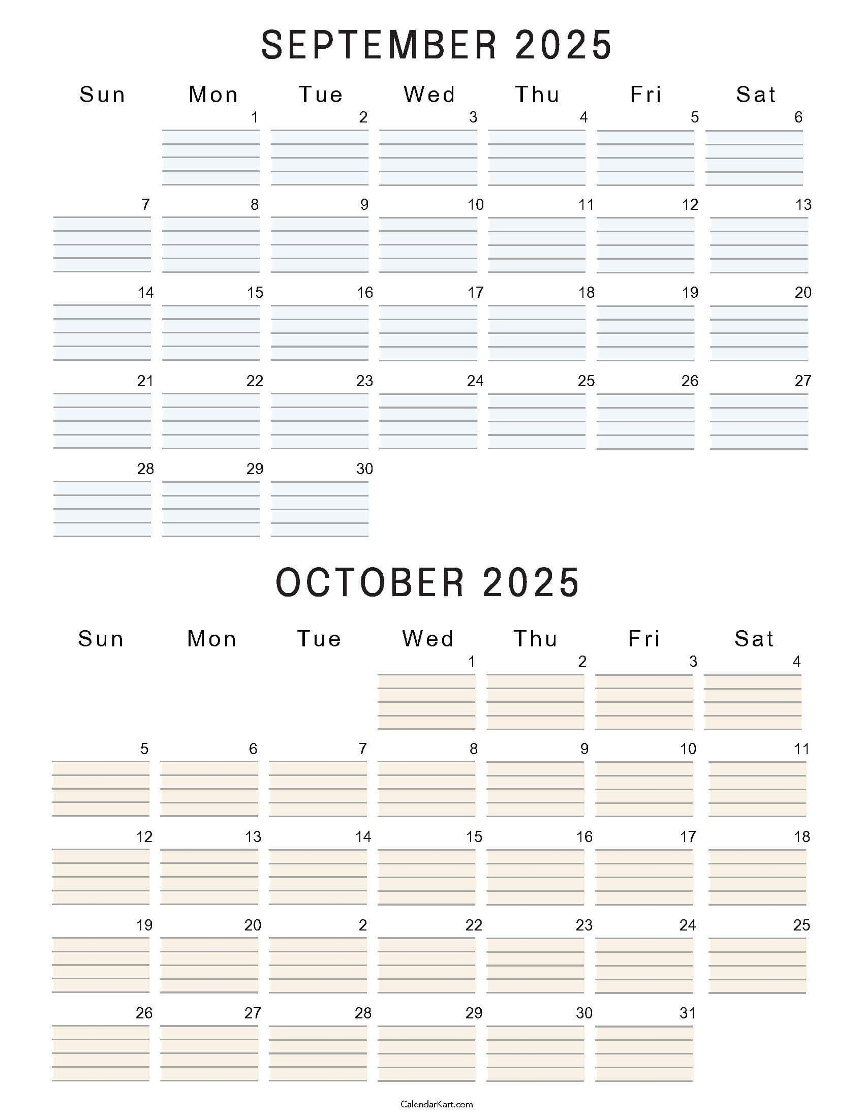 Printable September October 2025 Calendar Calendarkart