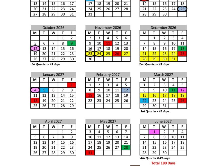 Proposed Calendars 2026 2028 St Johns County School District