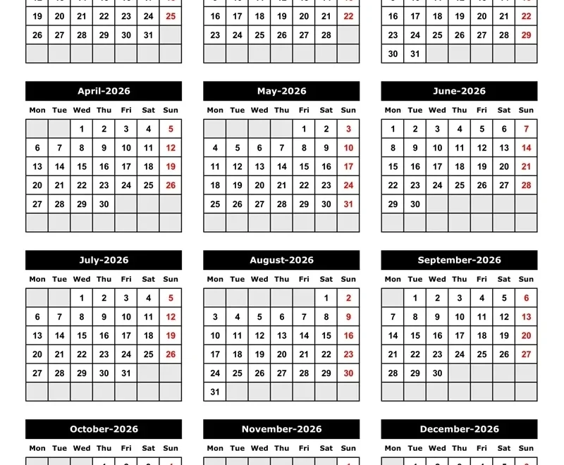 Ready To Use Printable Calendar 2026 MSOfficeGeek