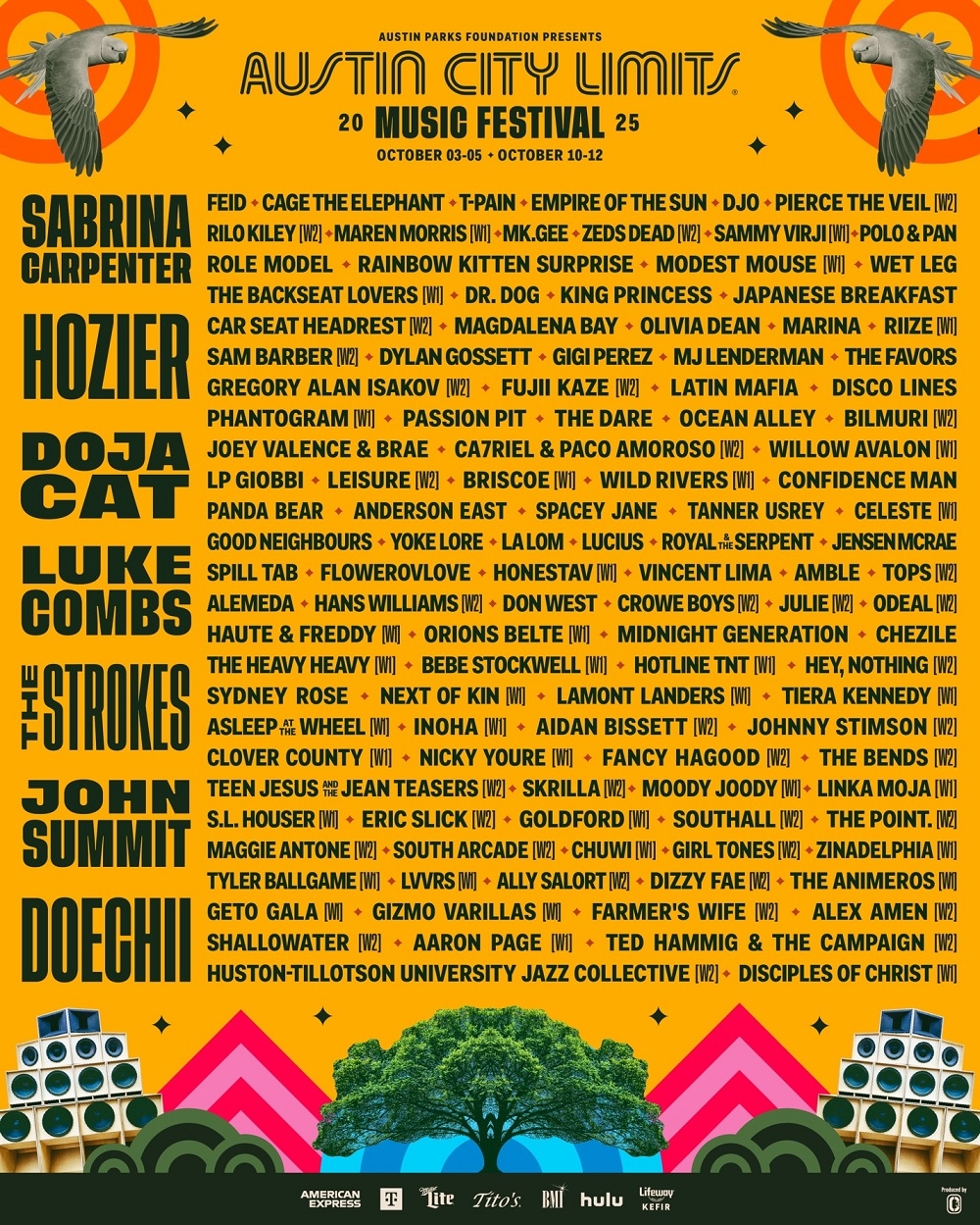 Rock Cellar Magazine Austin City Limits Music Festival 2025 Sabrina Carpenter Hozier The Strokes And Much More Oct 3 5 And 10 12