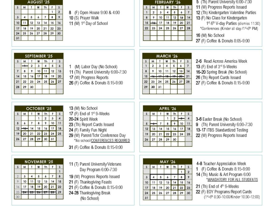 School Calendar Montgomery Christian School