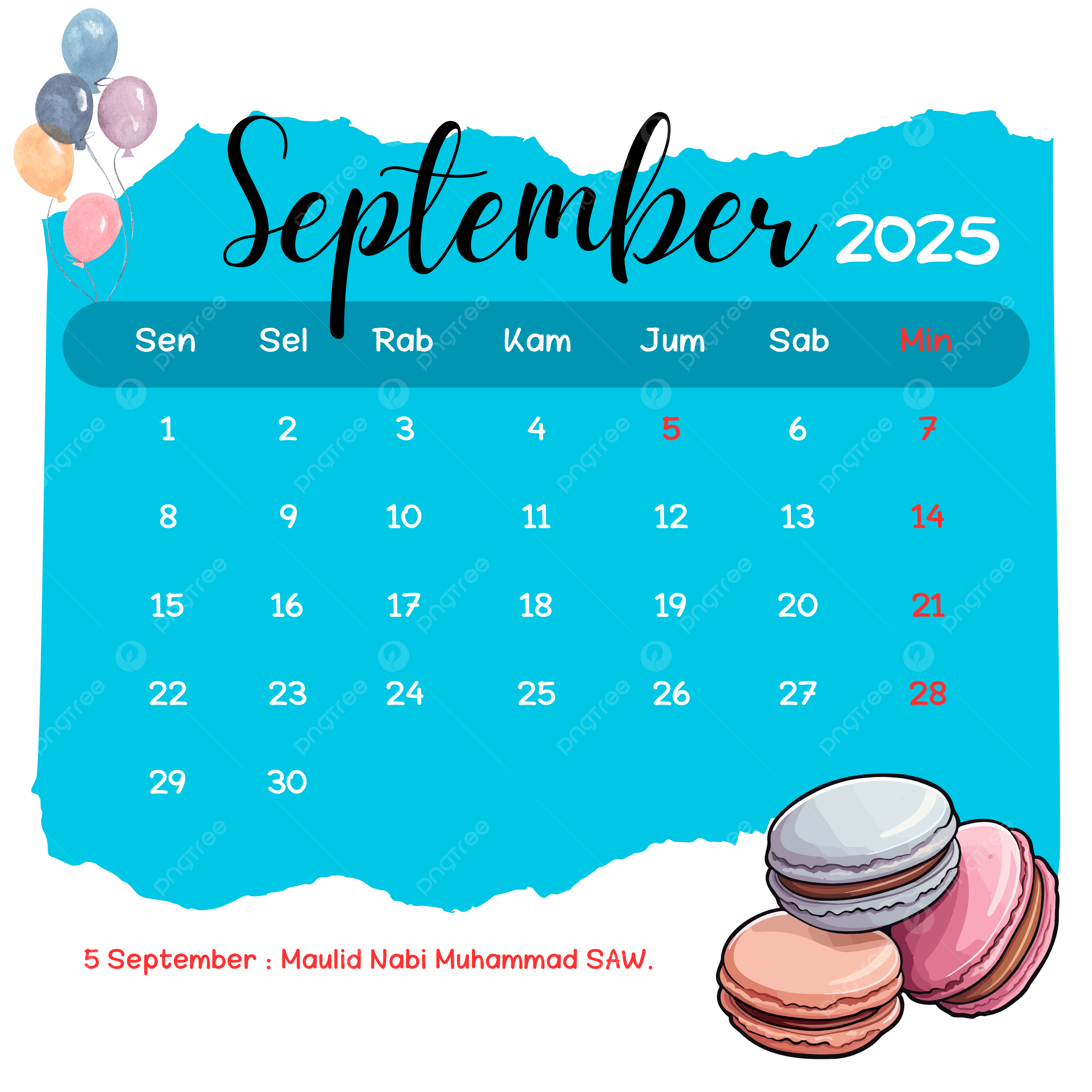 September 2025 Aesthetic Indonesian Calendar 2025 Calendar September 2025 Calendar Aesthetic Calendar PNG Transparent Clipart Image And PSD File For Free Download