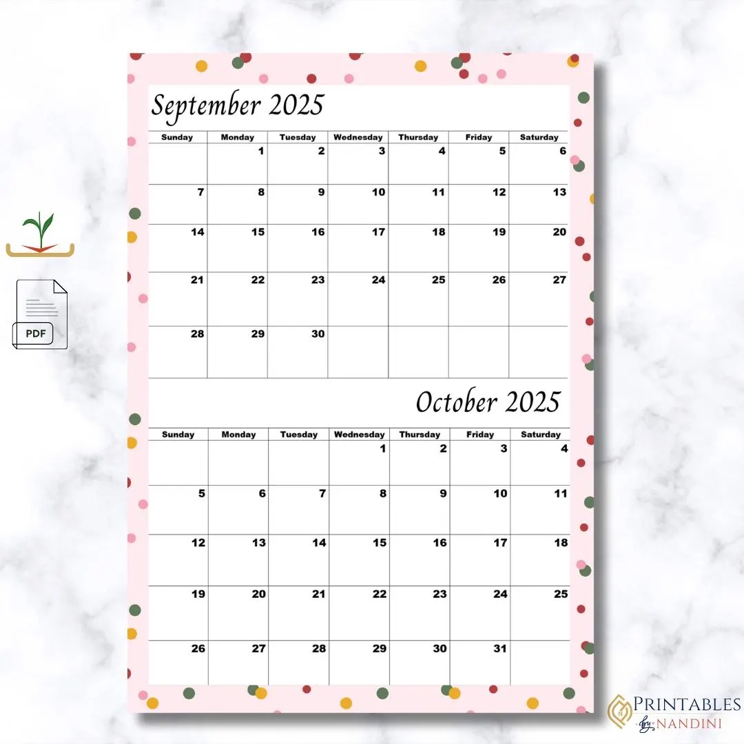 September 2025 And October 2025 Calendar september October Printable sunday Start A4 Pdf digital Download Etsy Israel