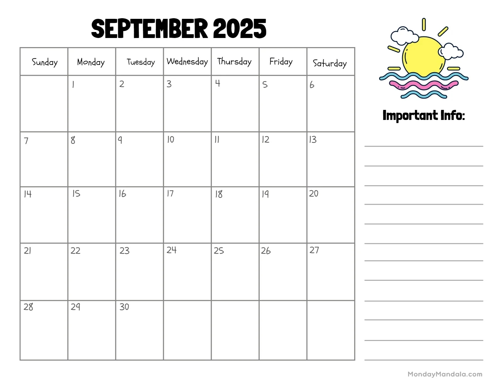 September 2025 Calendar 52 Free PDF Printables 