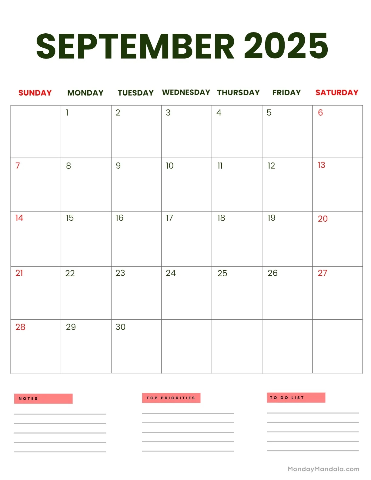 September 2025 Calendar 52 Free PDF Printables 