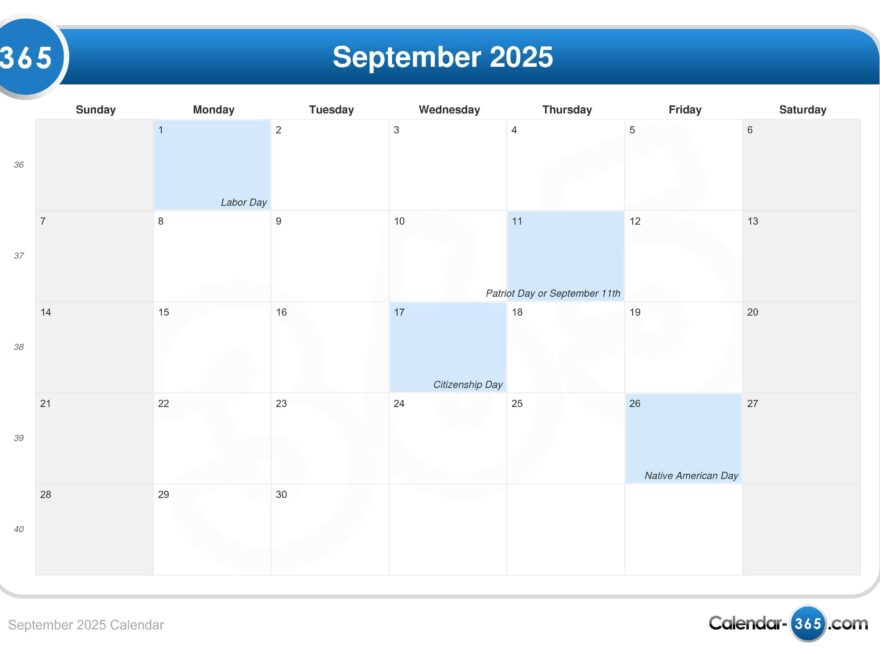 September 2025 Calendar