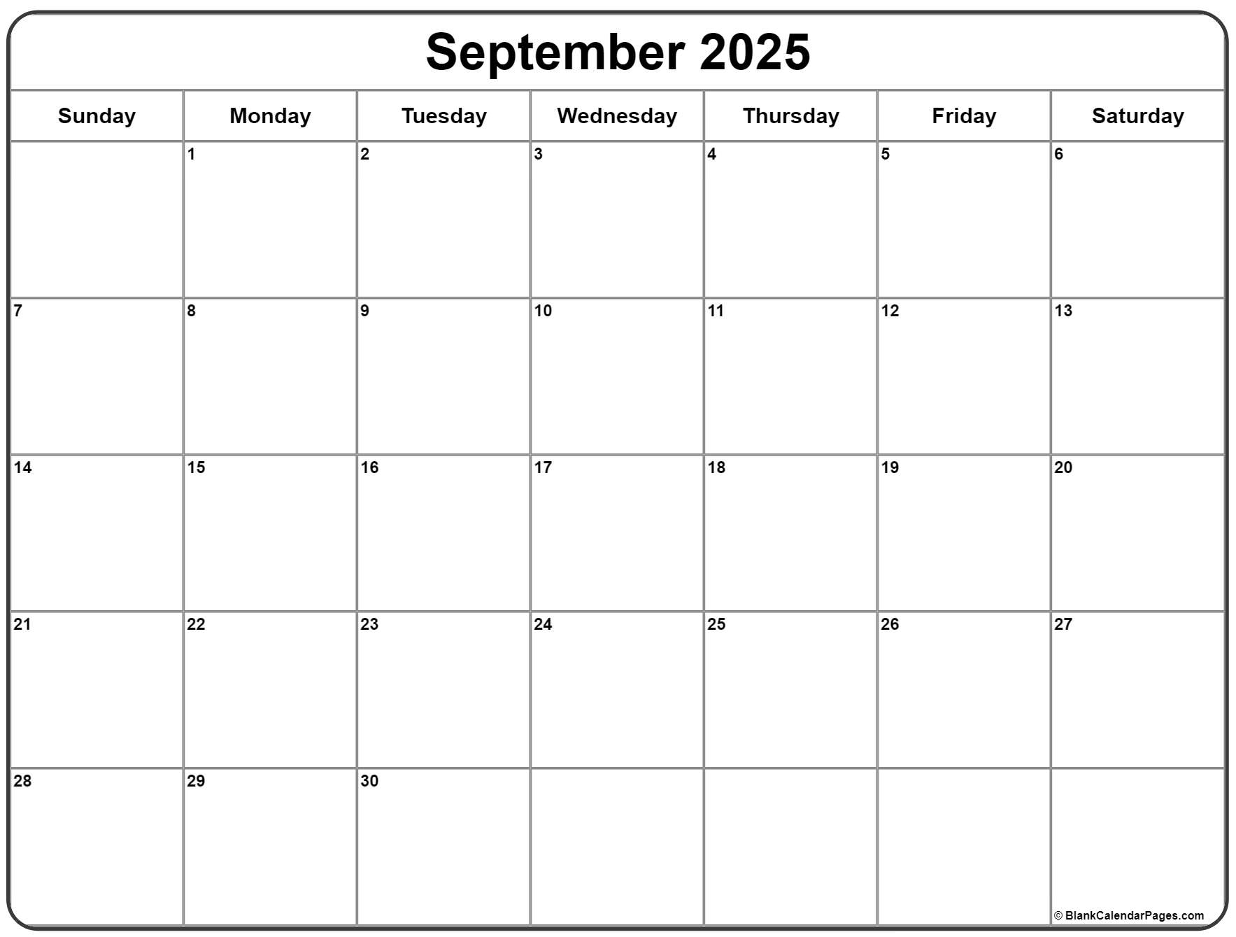 September 2025 Calendar Free Printable Calendars