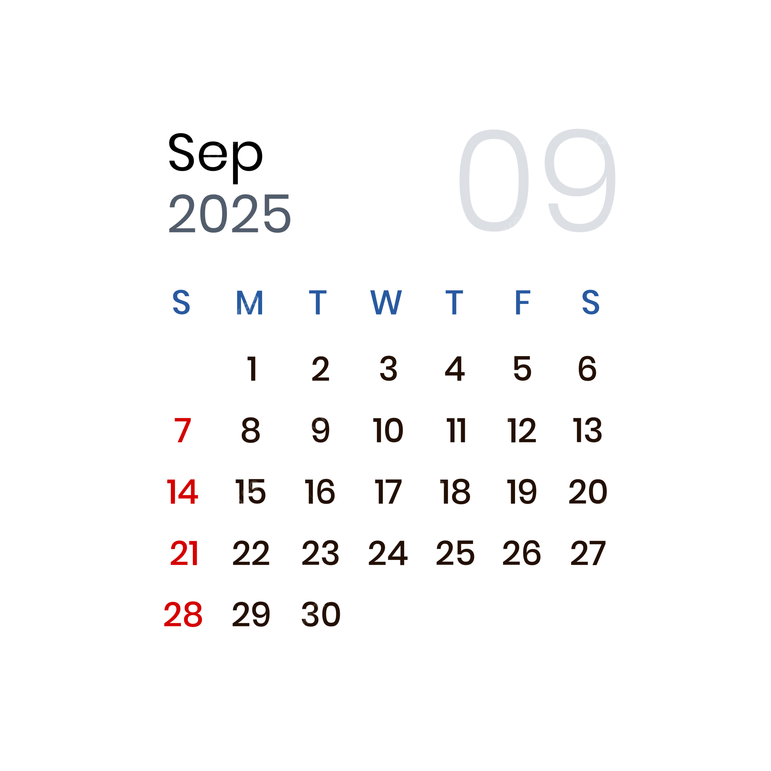 September 2025 Calendar Vertical