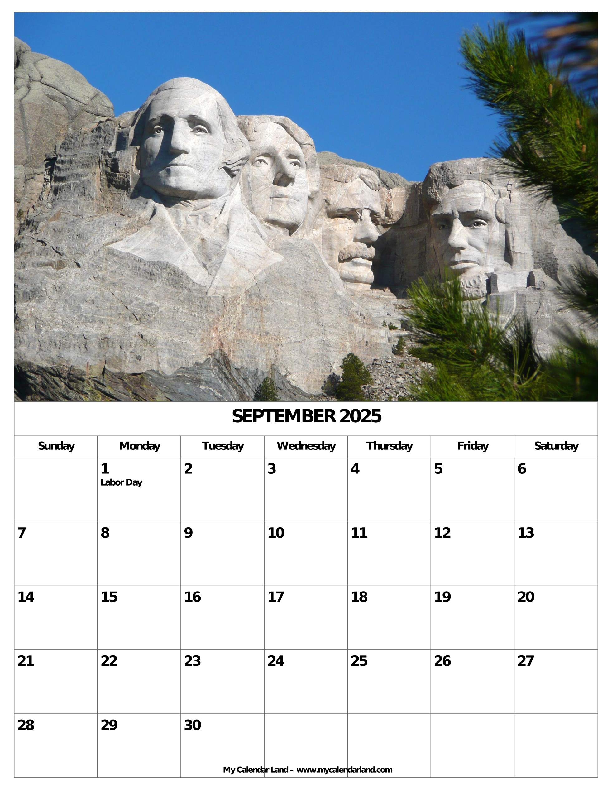 September 2025 Calendar My Calendar Land