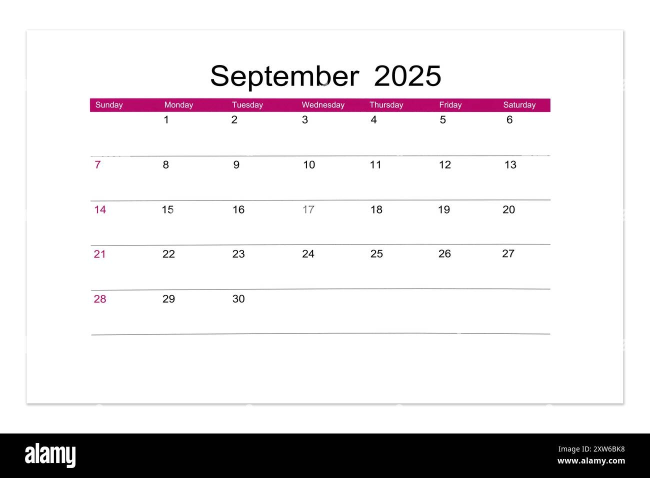 September 2025 Calendar Landscape