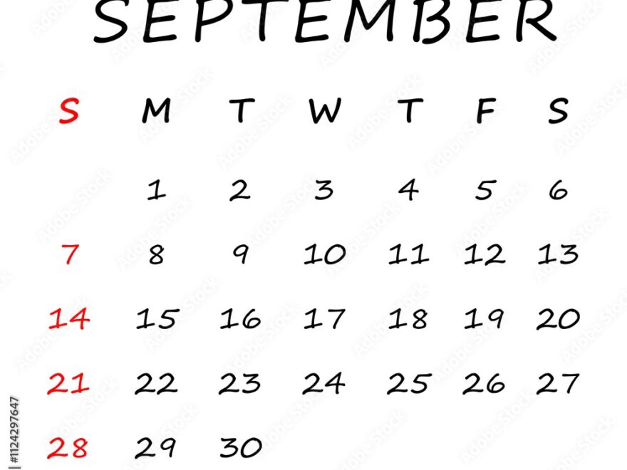 September 2025 Calendar Png Transparent Background Stock Illustration Adobe Stock