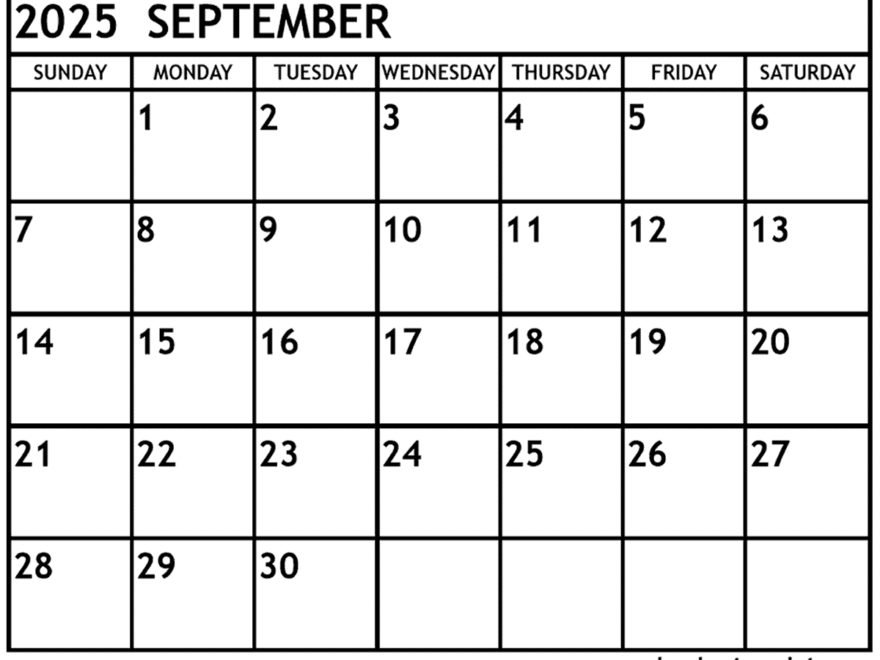 September 2025 Calendar Printable