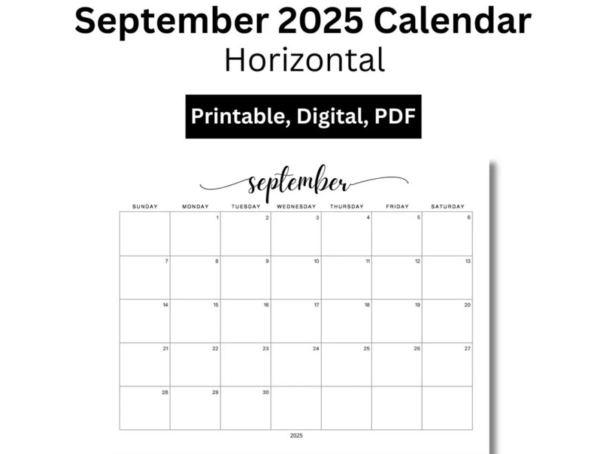 September 2025 Calendar Printable Digital Download Pdf Etsy