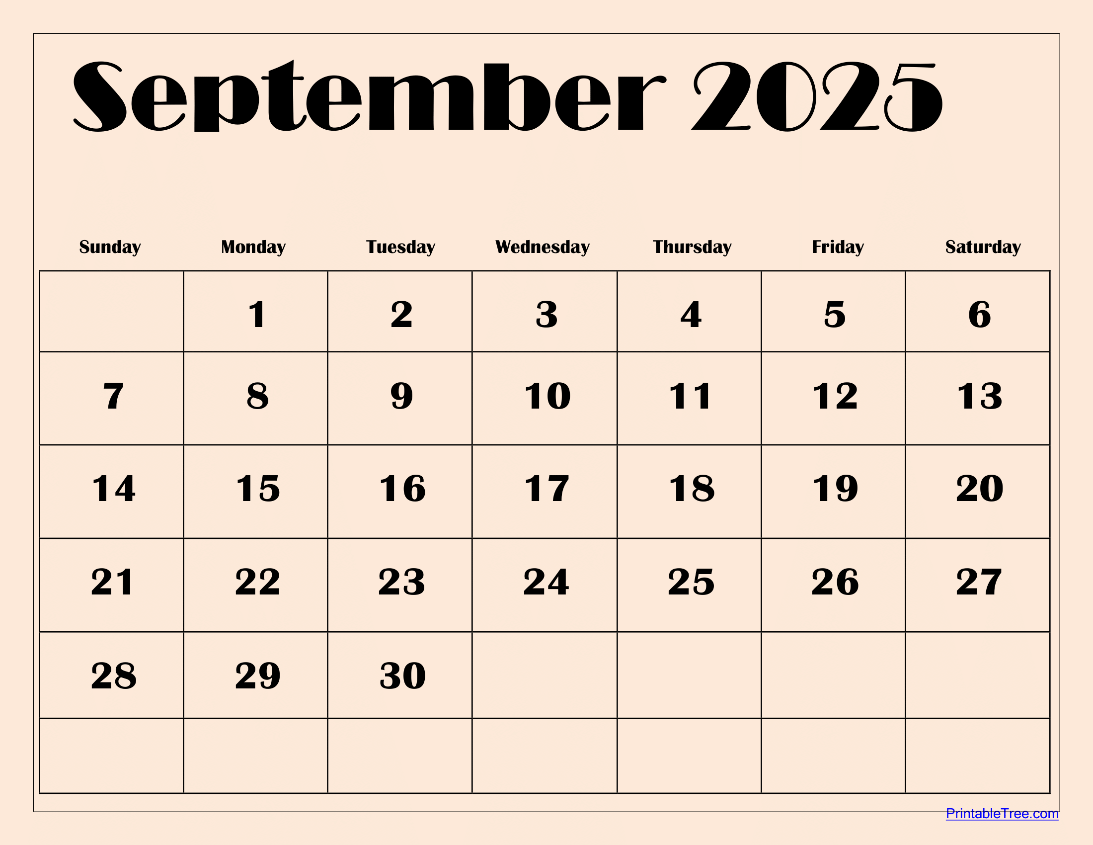 Month Of September 2025 Calendar