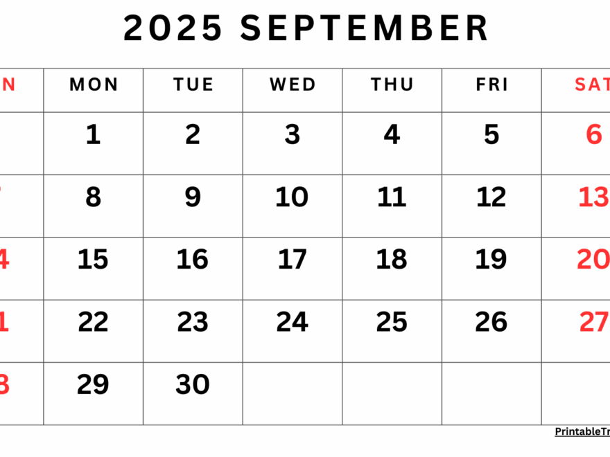 September 2025 Calendar Printable PDF Template With Holidays