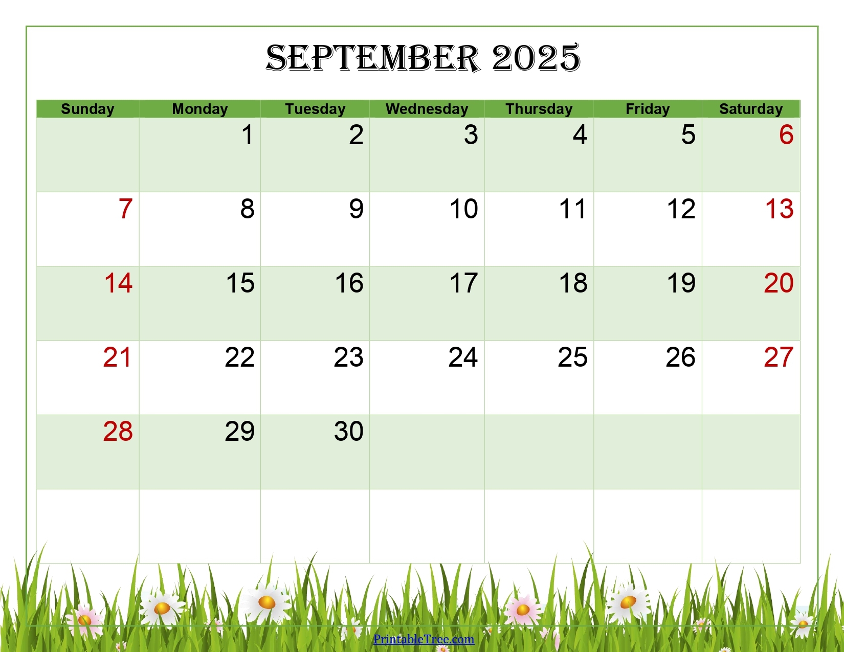 September 2025 Calendar Printable PDF Template With Holidays