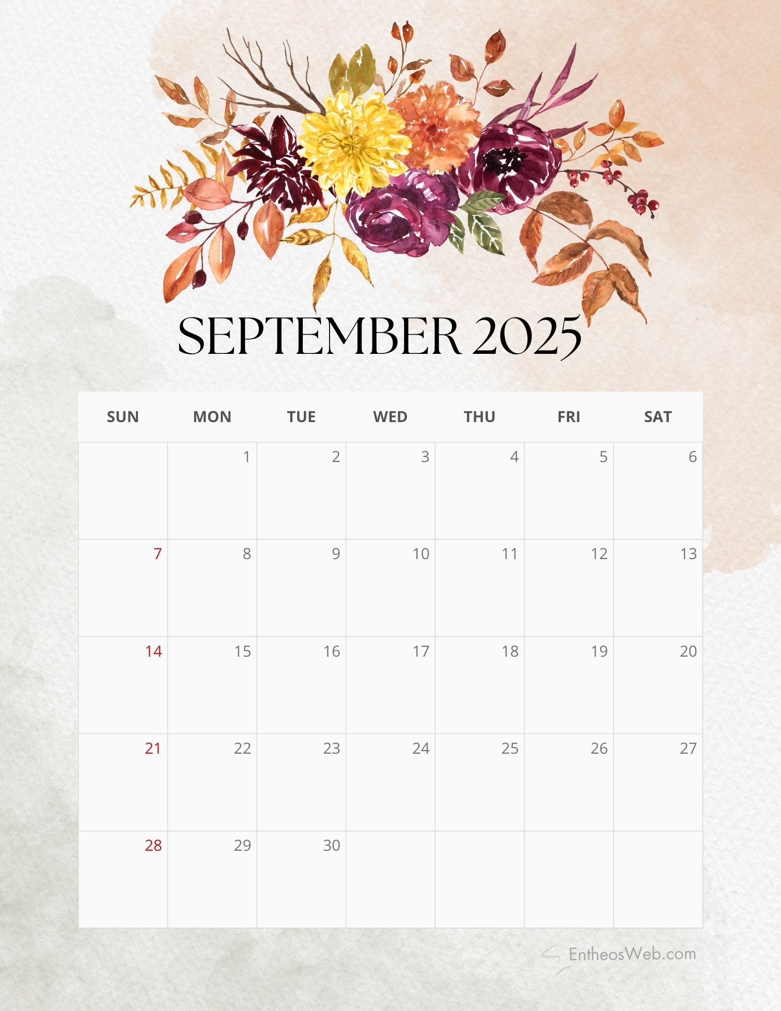 September 2025 Calendar Printables Wallpapers EntheosWeb