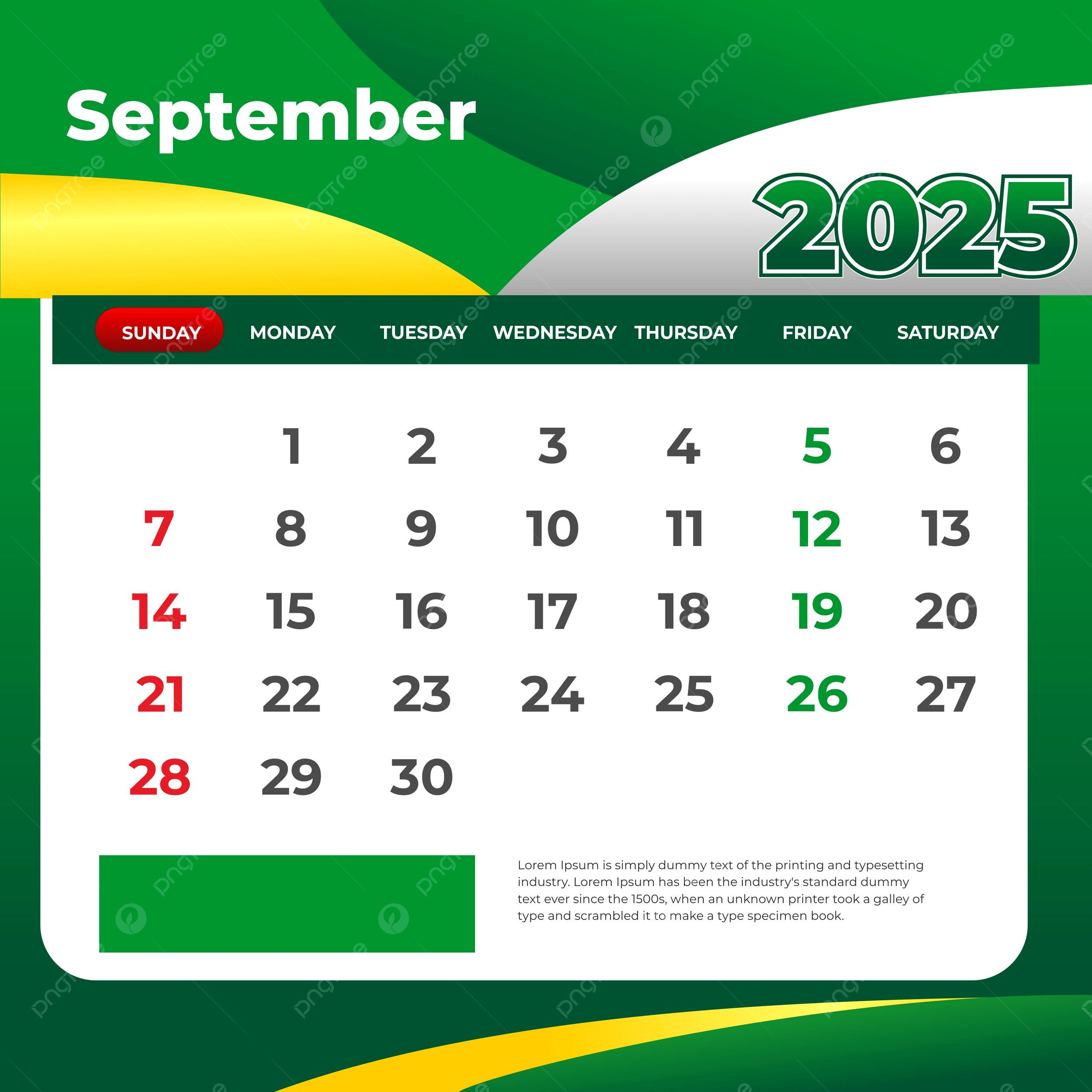 September 2025 Calendar Ready To Print Vector Template Download On Pngtree
