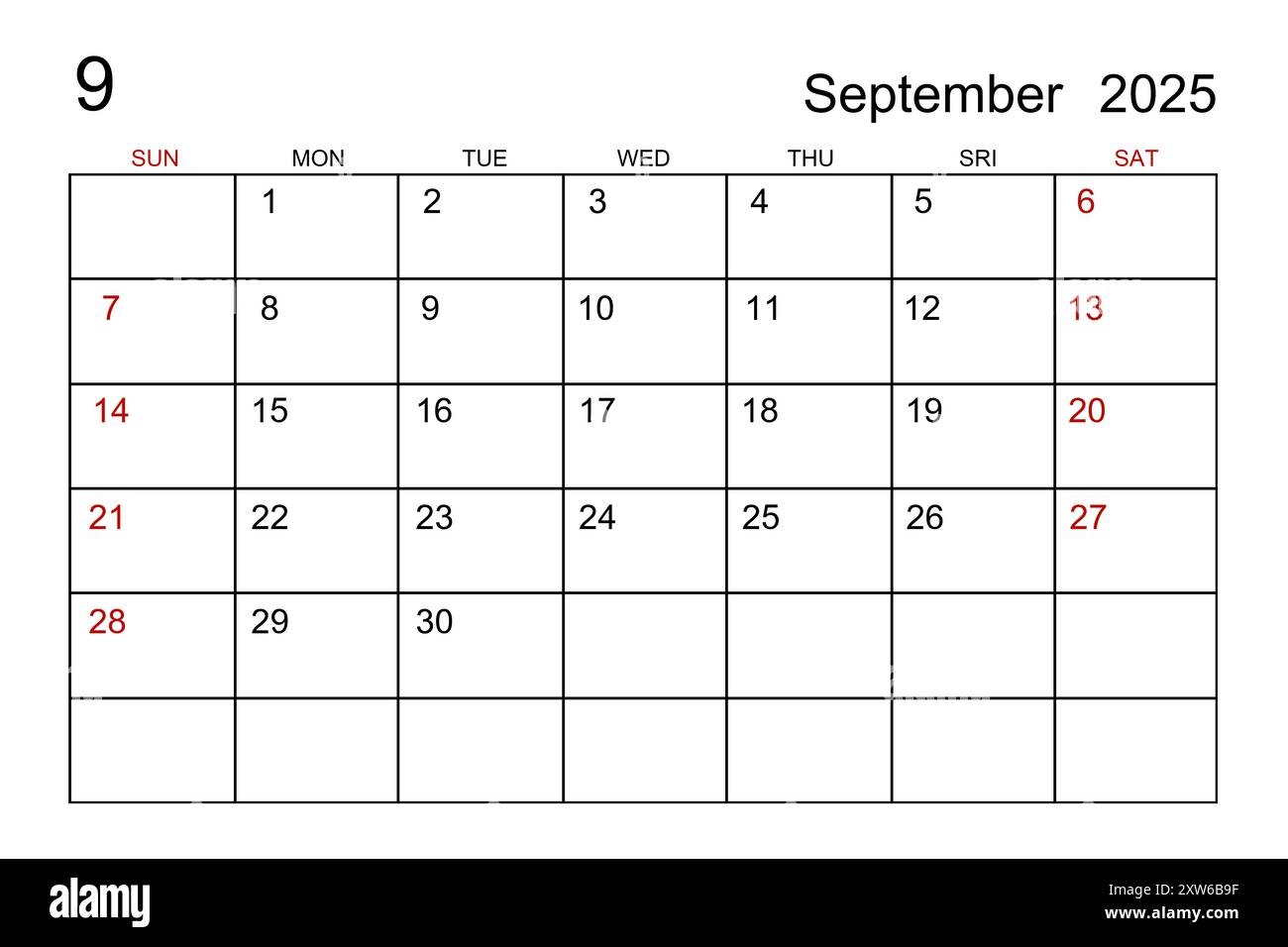 Calendar Month Of September 2025