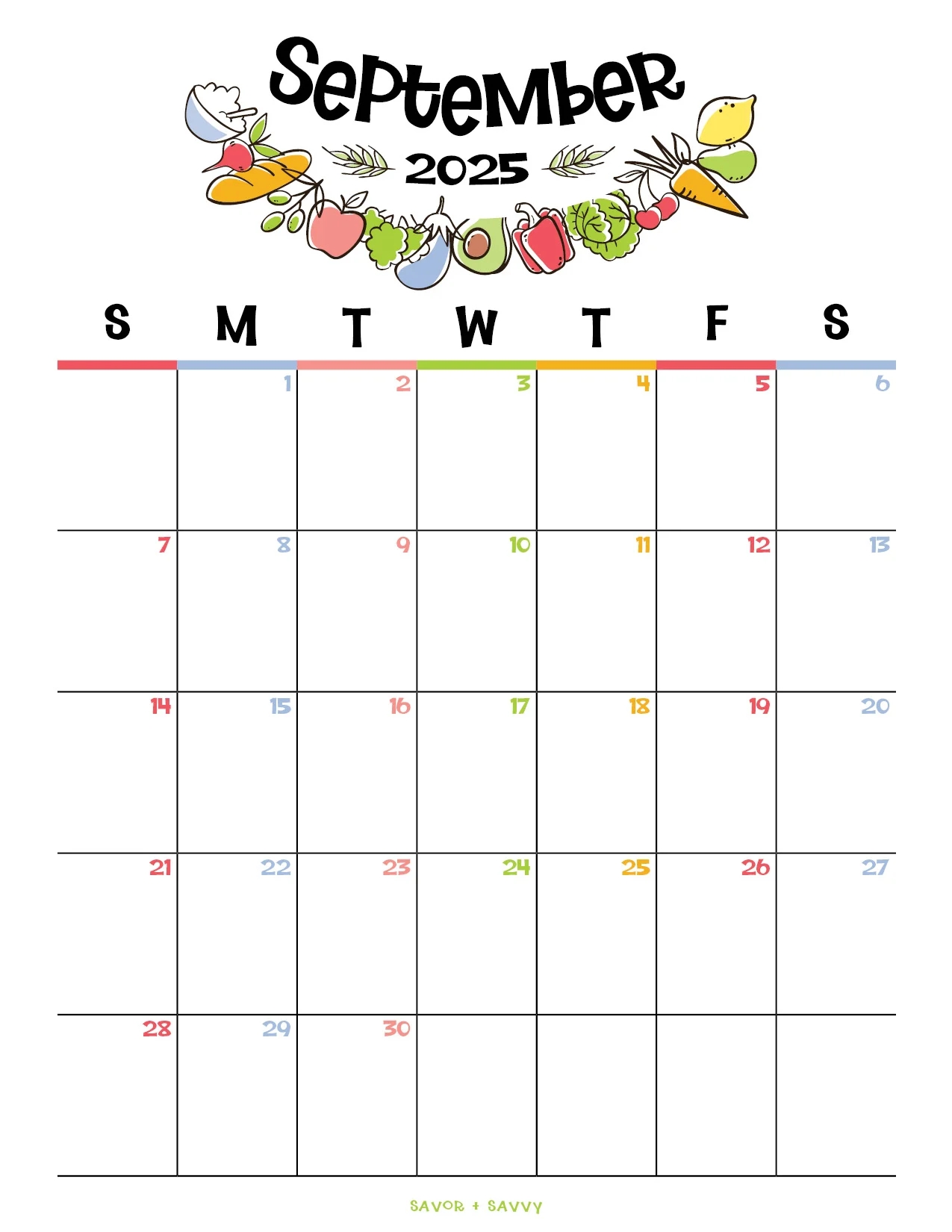 September 2025 Calendar Templates 14 Free Printables Savor Savvy