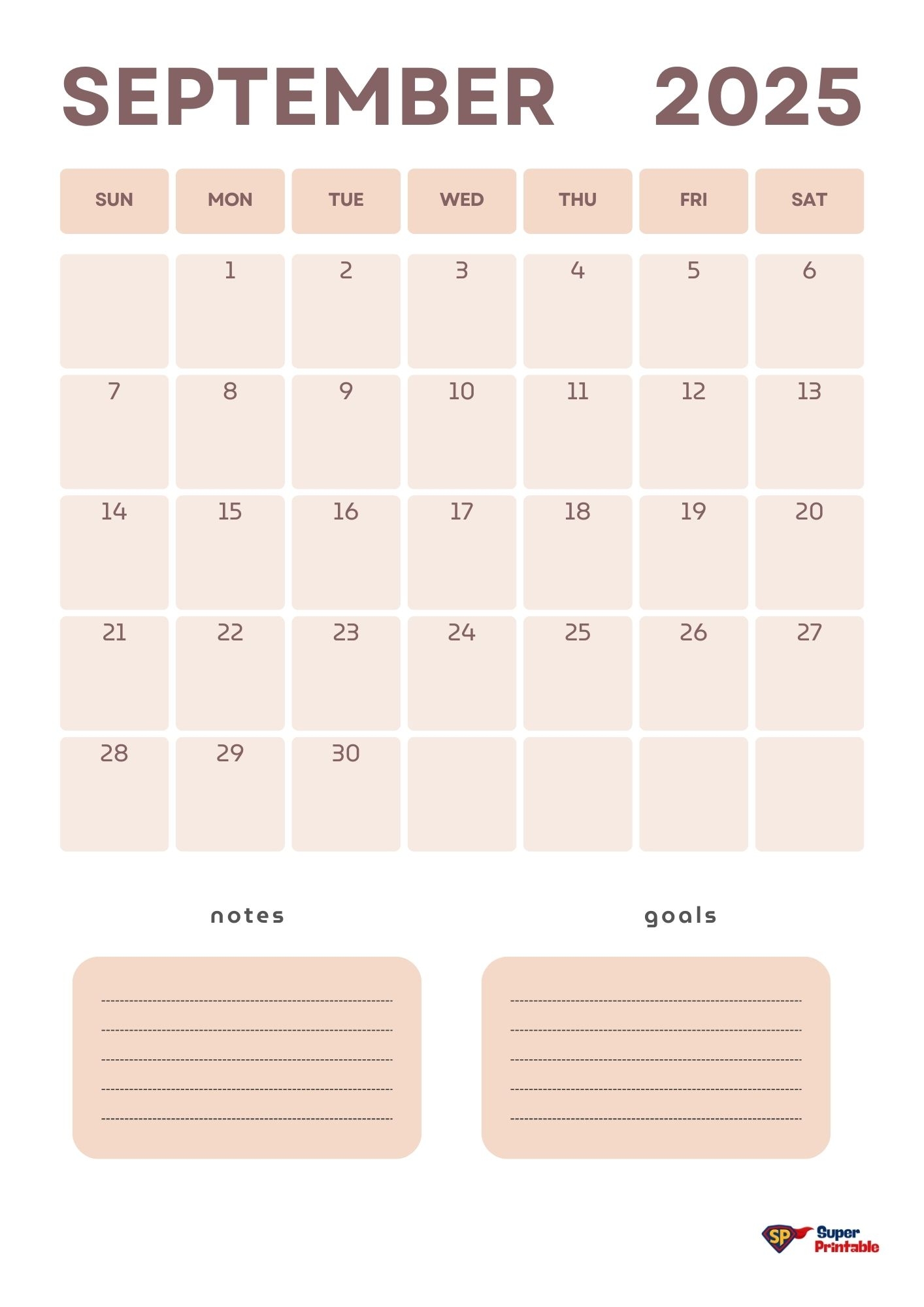 September 2025 Calendar Templates SuperPrintable