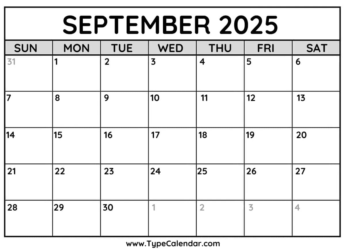September 2025 Calendars Free Printable Templates