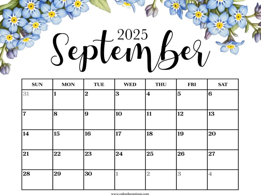 September 2025 Floral Calendar Calendar Options