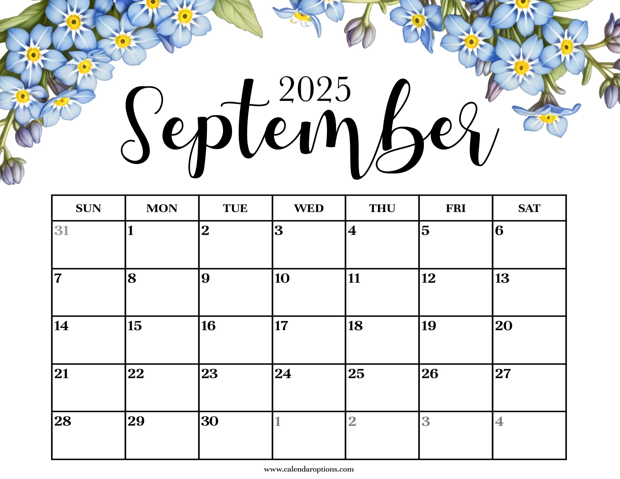 September 2025 Floral Calendar Calendar Options