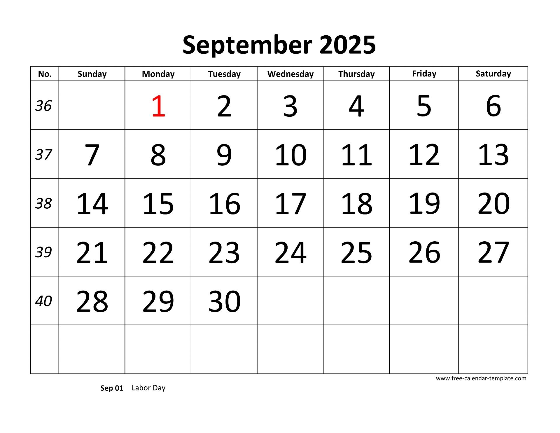 September 2025 Free Calendar Tempplate Free calendar template