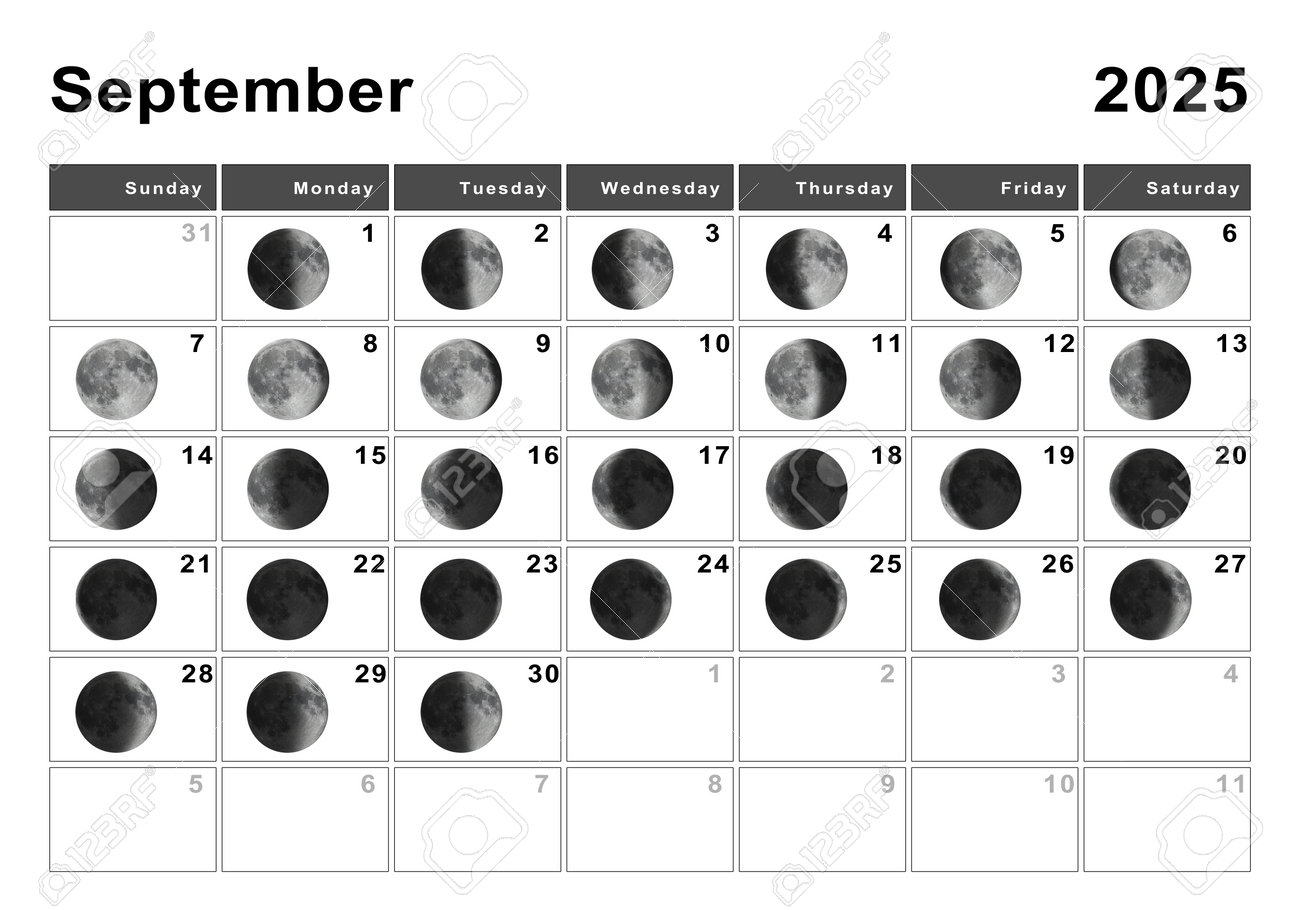 September 2025 Lunar Calendar Moon Cycles Moon Phases Stock Photo Picture And Royalty Free Image Image 192760020 