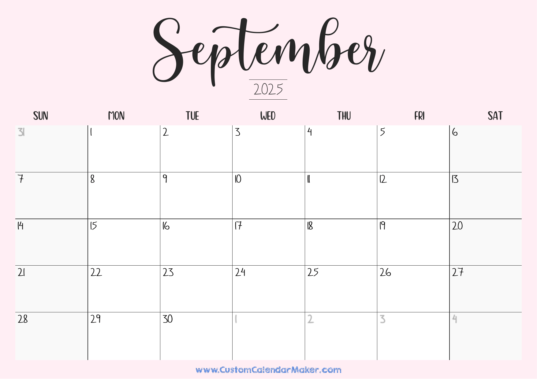 September 2025 Calendar Labor Day