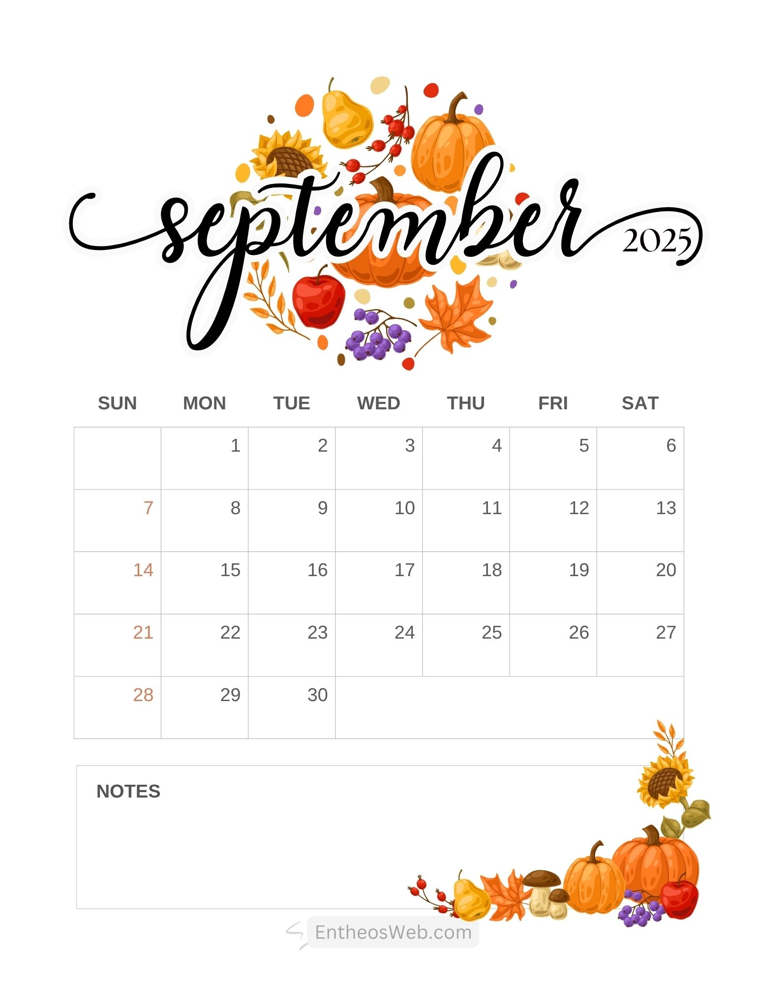 September 2025 Printable Calendar EntheosWeb