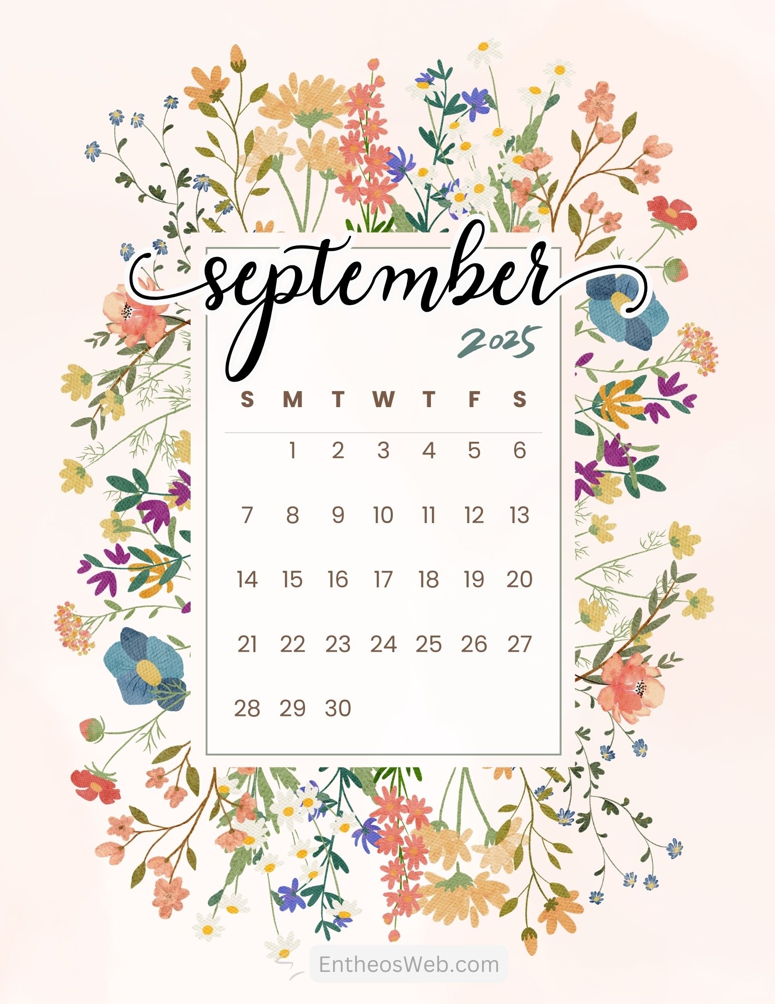 September 2025 Printable Calendar EntheosWeb