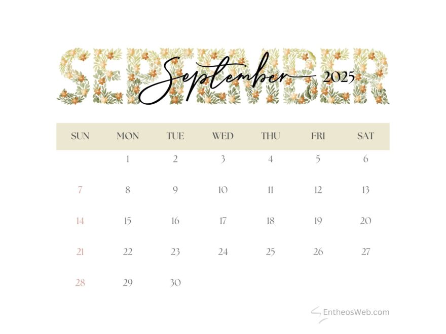 September 2025 Printable Calendar EntheosWeb